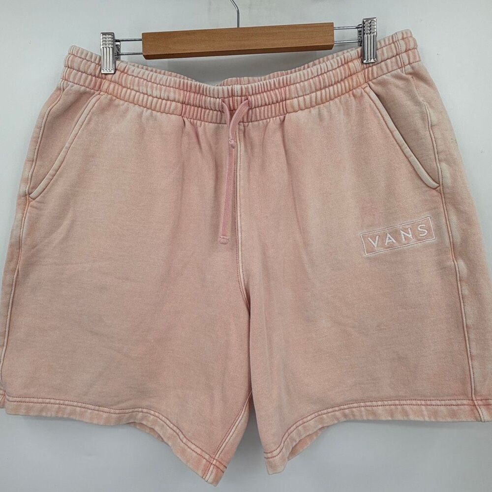 VANS Peach Mineral Wash Distressed Loose Fit Fleece Shorts Size Large
